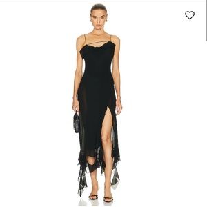 Acne Studios Black Asymmetric Layered Ruffled Chiffon Midi Dress